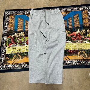Grey Nike cargo sweatpants size large Baggy wide leg fit joggers y2k sportswear